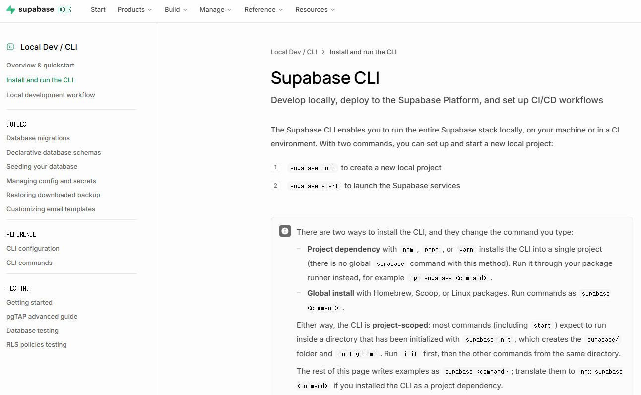 supabase cli doc