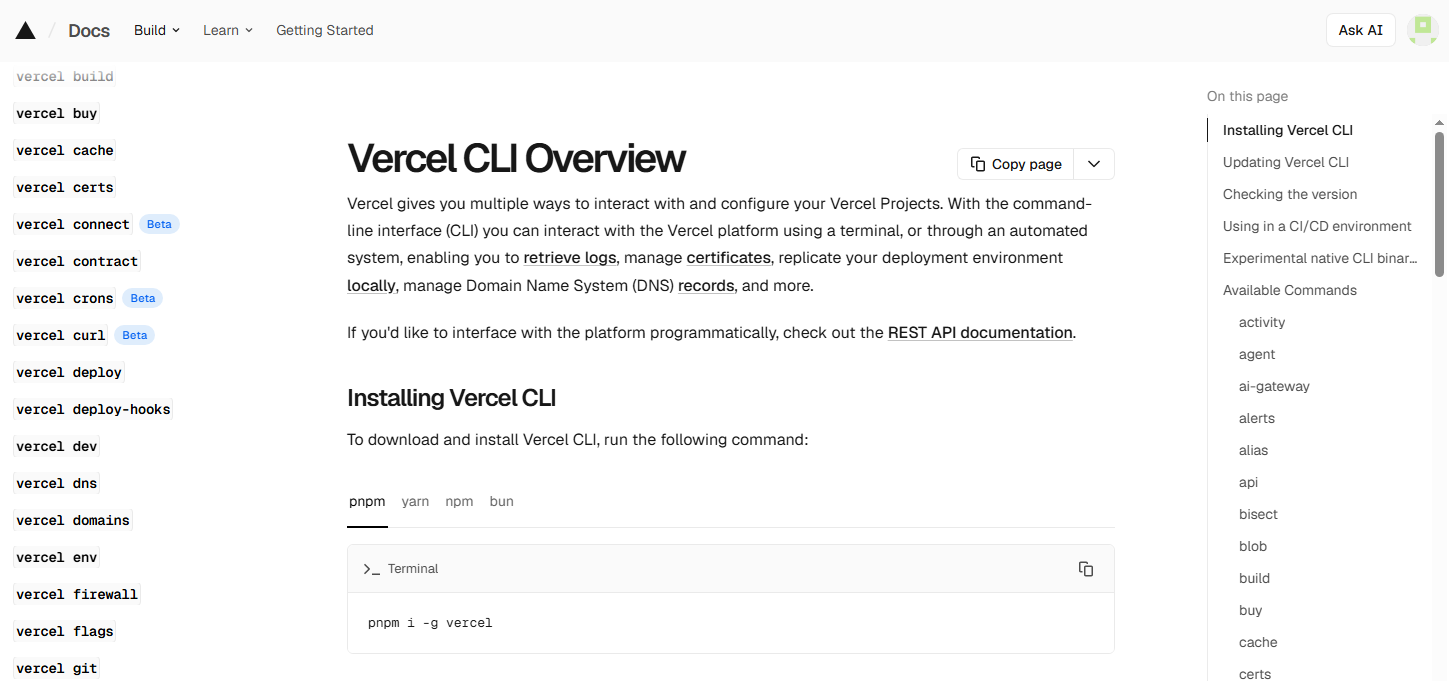 vercel cli doc